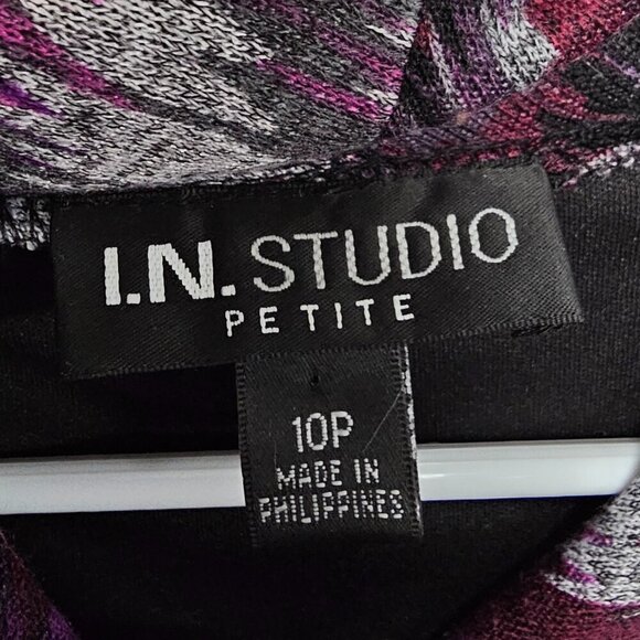 I.N. Studio Purple Abstract Aztec Boho Cowl Neck Knit Mini Dress Size 10P - Picture 10 of 13